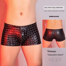 Pu Artificial Leather Snake Leopard Print Three-dimensional Sexy Comfortable Boxer Briefs (Option: Bubble Print-Free Size)