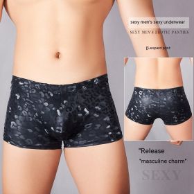 Pu Artificial Leather Snake Leopard Print Three-dimensional Sexy Comfortable Boxer Briefs (Option: Leopard Print-Free Size)