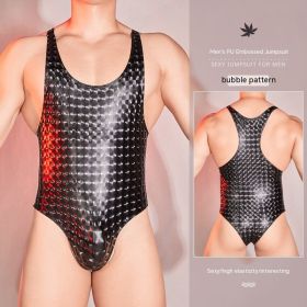 Seductive PU Embossed Sexy Leather Tight Hot Sexy Jumpsuit (Option: Bubble Print-Free Size)