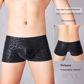 Pu Artificial Leather Snake Leopard Print Three-dimensional Sexy Comfortable Boxer Briefs (Option: Matt Leopard Print-Free Size)